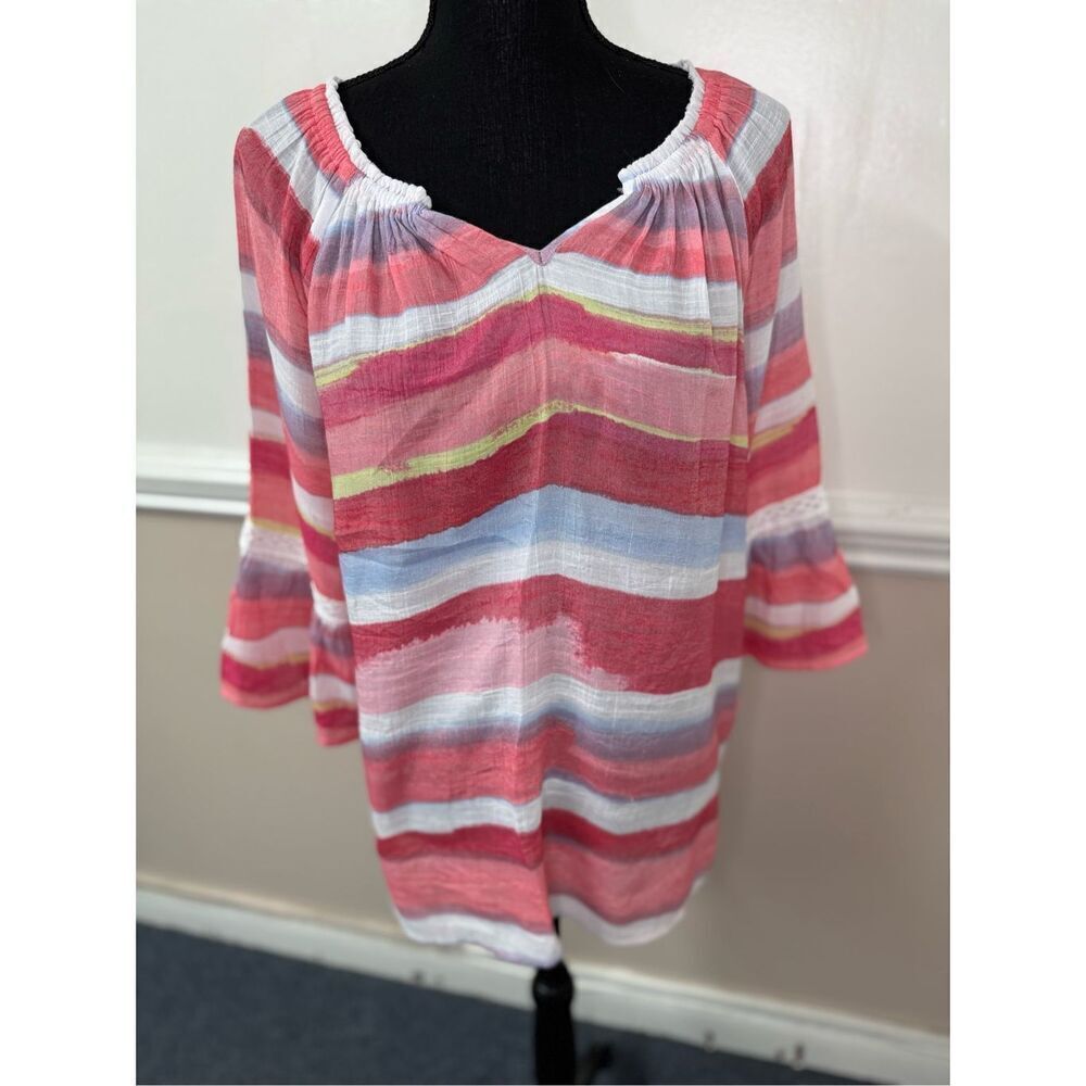Zac & Rachel Stripe Blouse Size Large